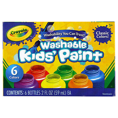 Crayola Non Toxic Washable Kids' Paint Classic Colors 6 Colors 2 Ounce
