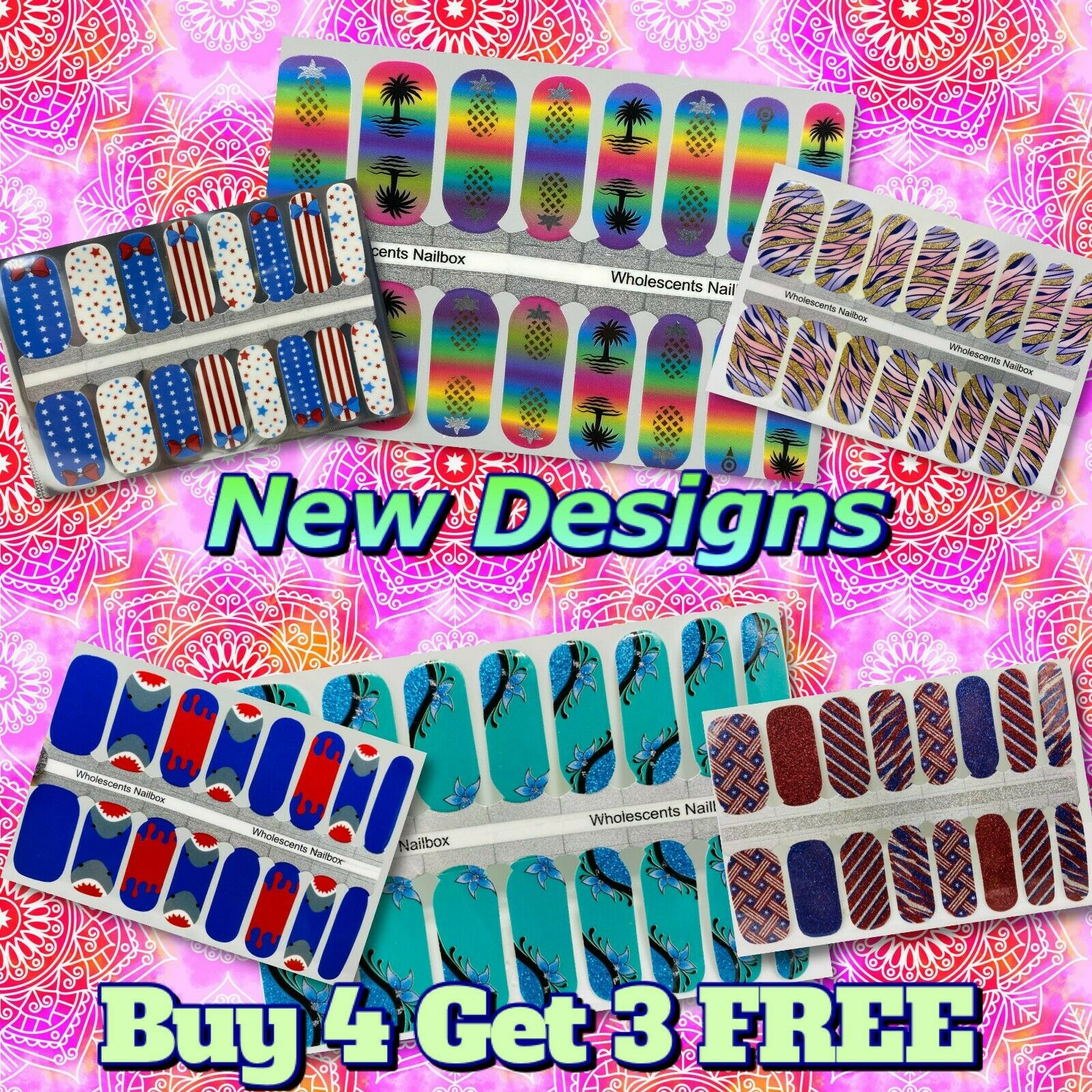 Color Nail Polish Strips Buy 4 Get 3 Free Exclusive Glitters Ombre Summer