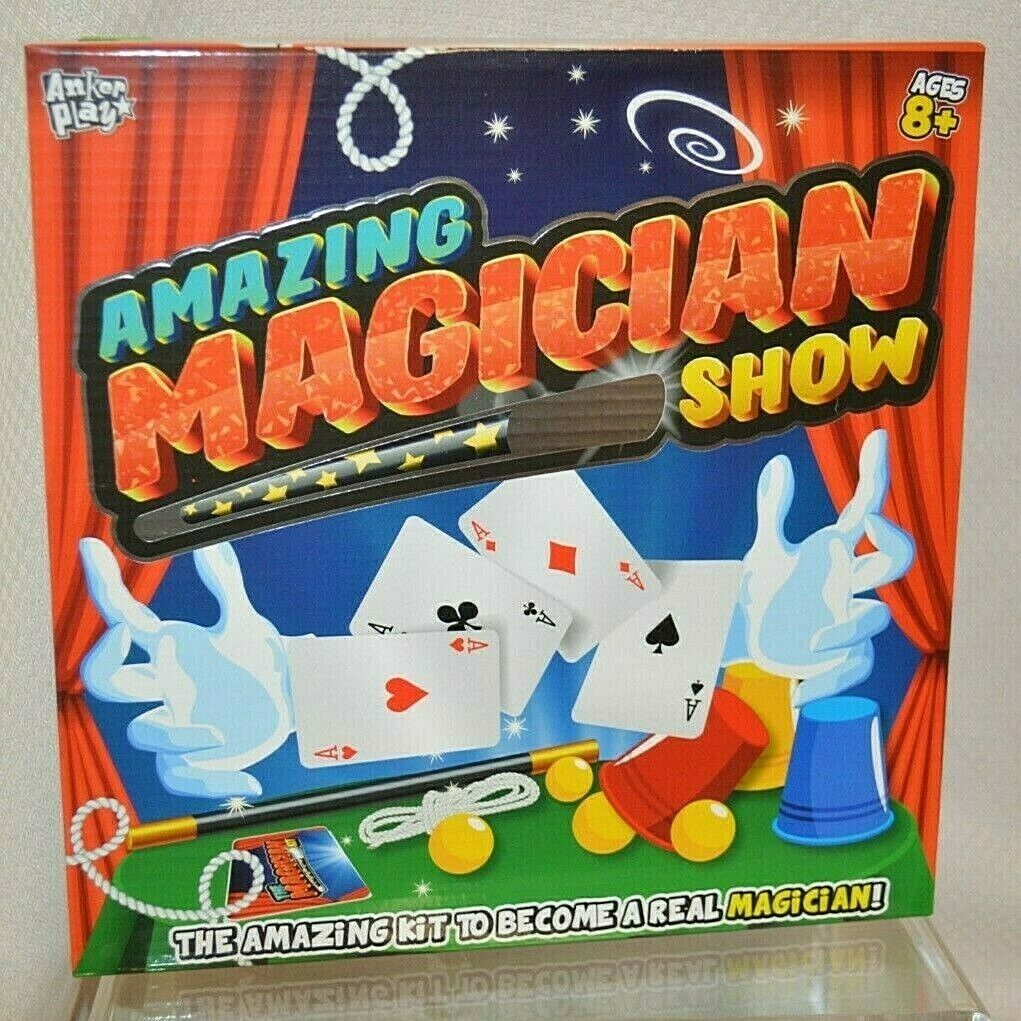 New Amazing Magician Show Magic Ages 8+ Trick Book Illusion Card Cups Rope