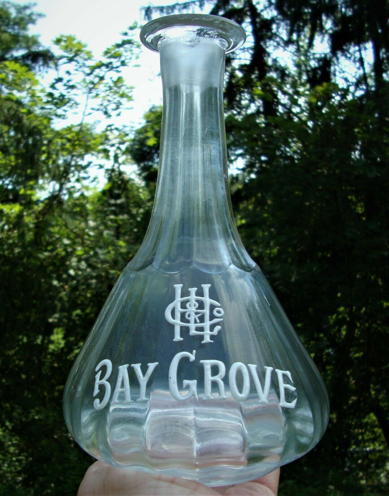 Bay Grove Saloon Style Enameled Pre Pro Monogramed Whiskey Back Bar Bottle