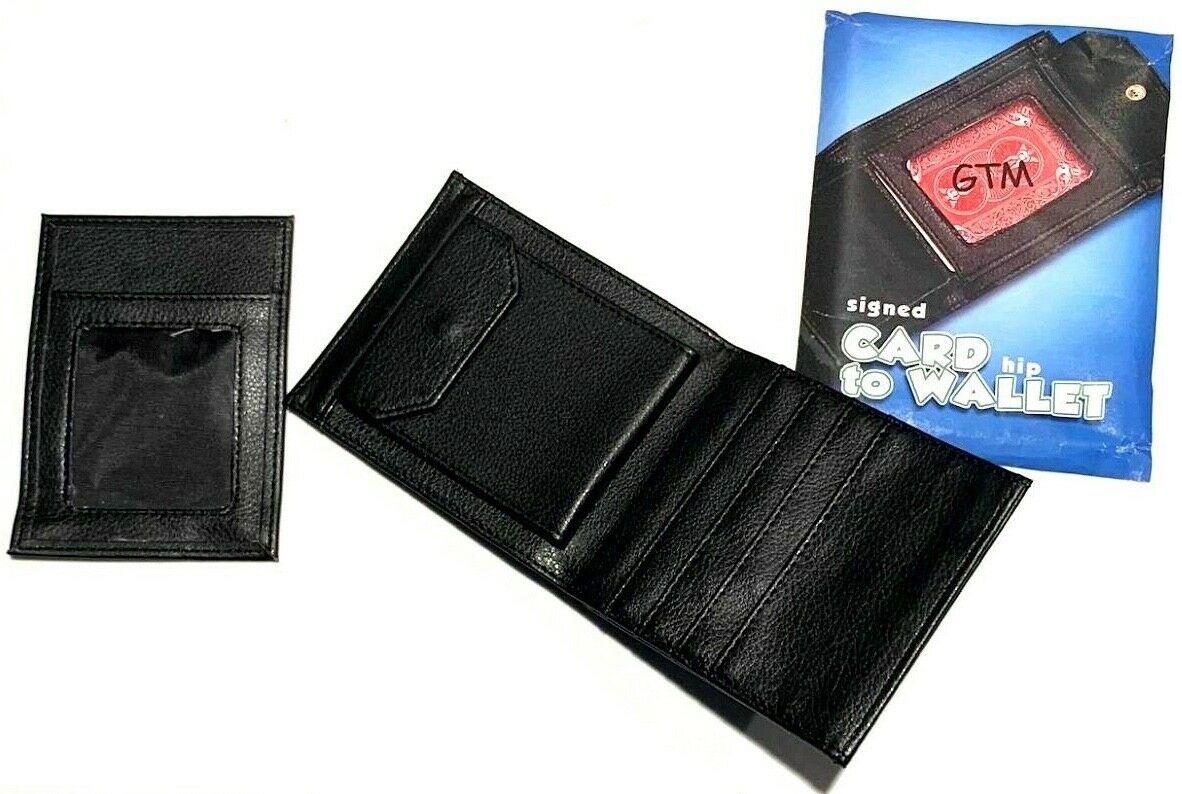 Signed Card To Wallet Magic Trick Black Leather Hip Style Ambitious Mental Esp