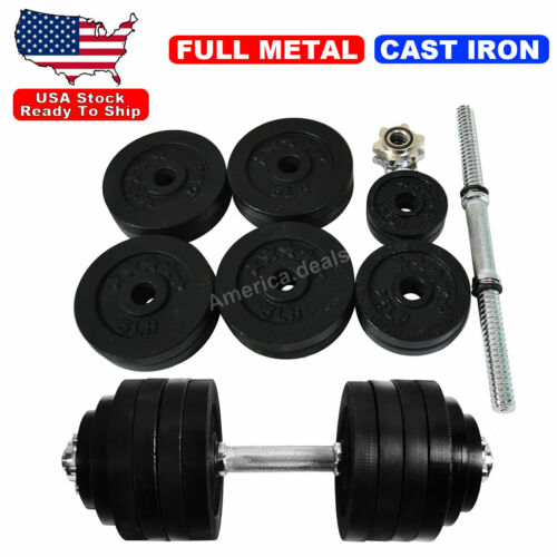 50lb Full Iron Dumbbell Adjustable Weight Fitness GYM Cast Iron Dumbbell Set