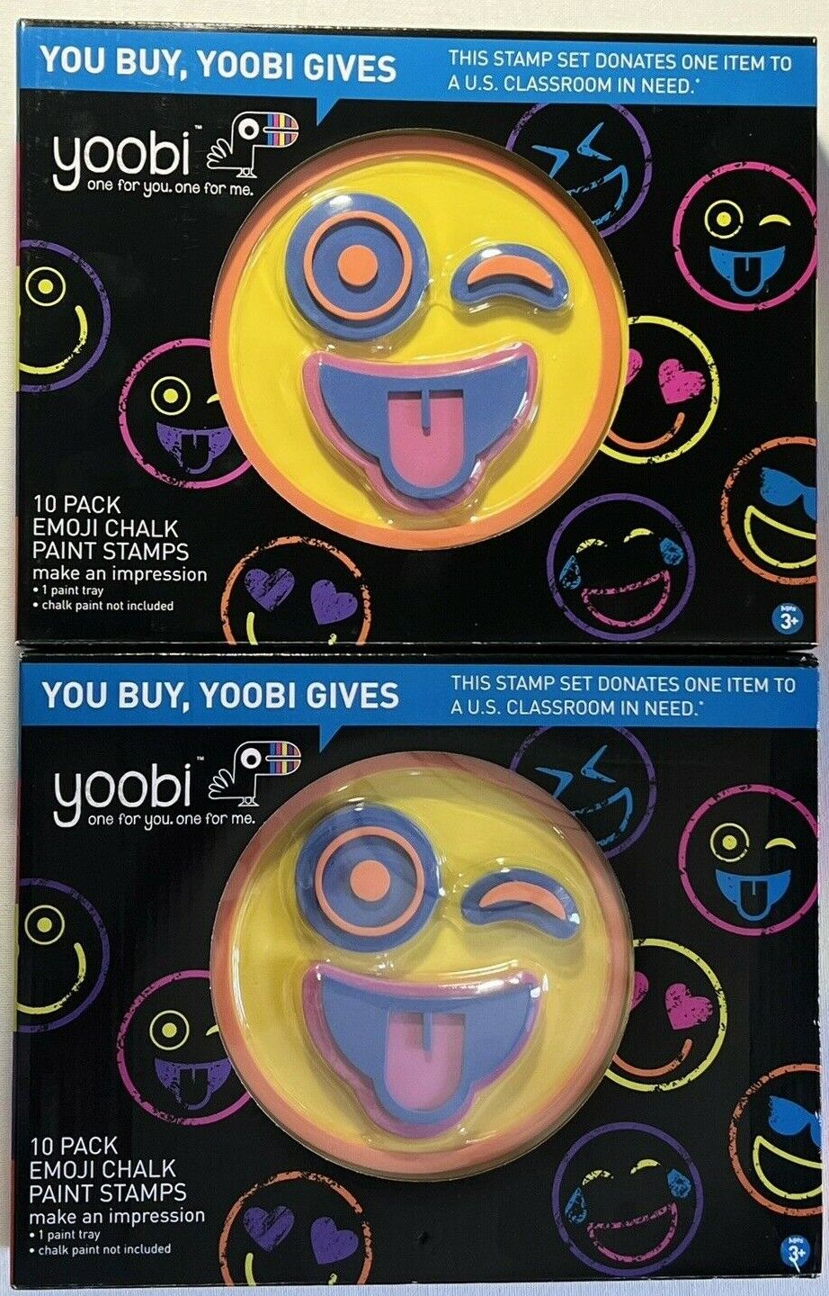 2 Yoobi Pack Emoji Chalk Paint Stamps