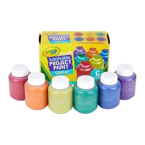 Crayola 6-color Glitter Washable Kids Paint - 2 Oz - New - Fast Shipping