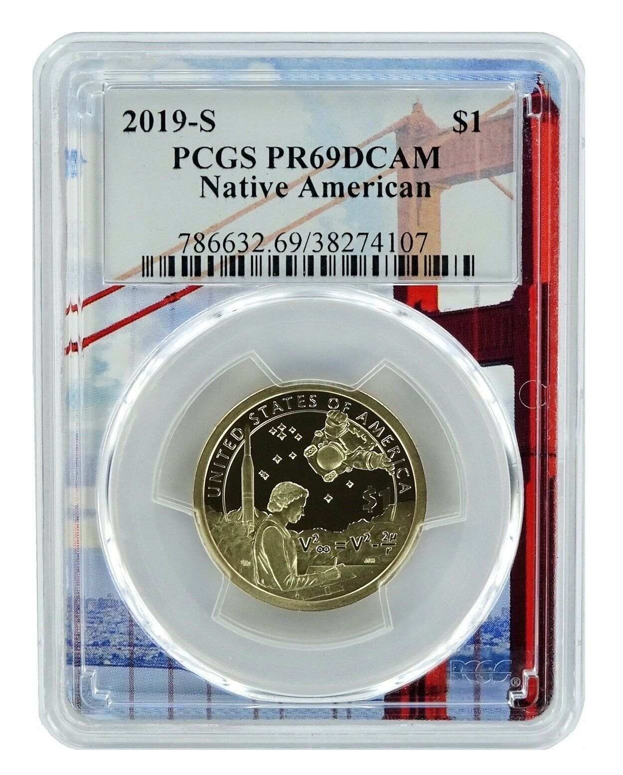 2019 S Sacagawea Dollar PCGS PR69 DCAM - Golden Gate Frame