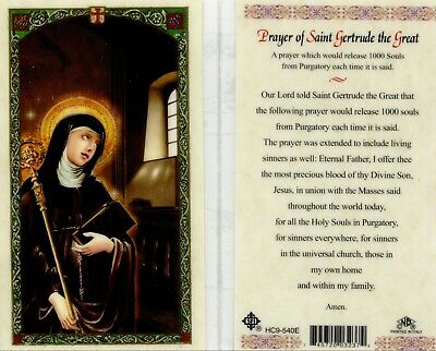 Prayer of St. Gertrude the Great Holy Card to Release 1000 Souls from Purgatory