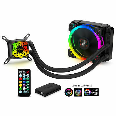 120mm Cpu Liquid Cooler, Closed Loop Pc Water Cooling, Rgb Ring Fans, Intel/amd