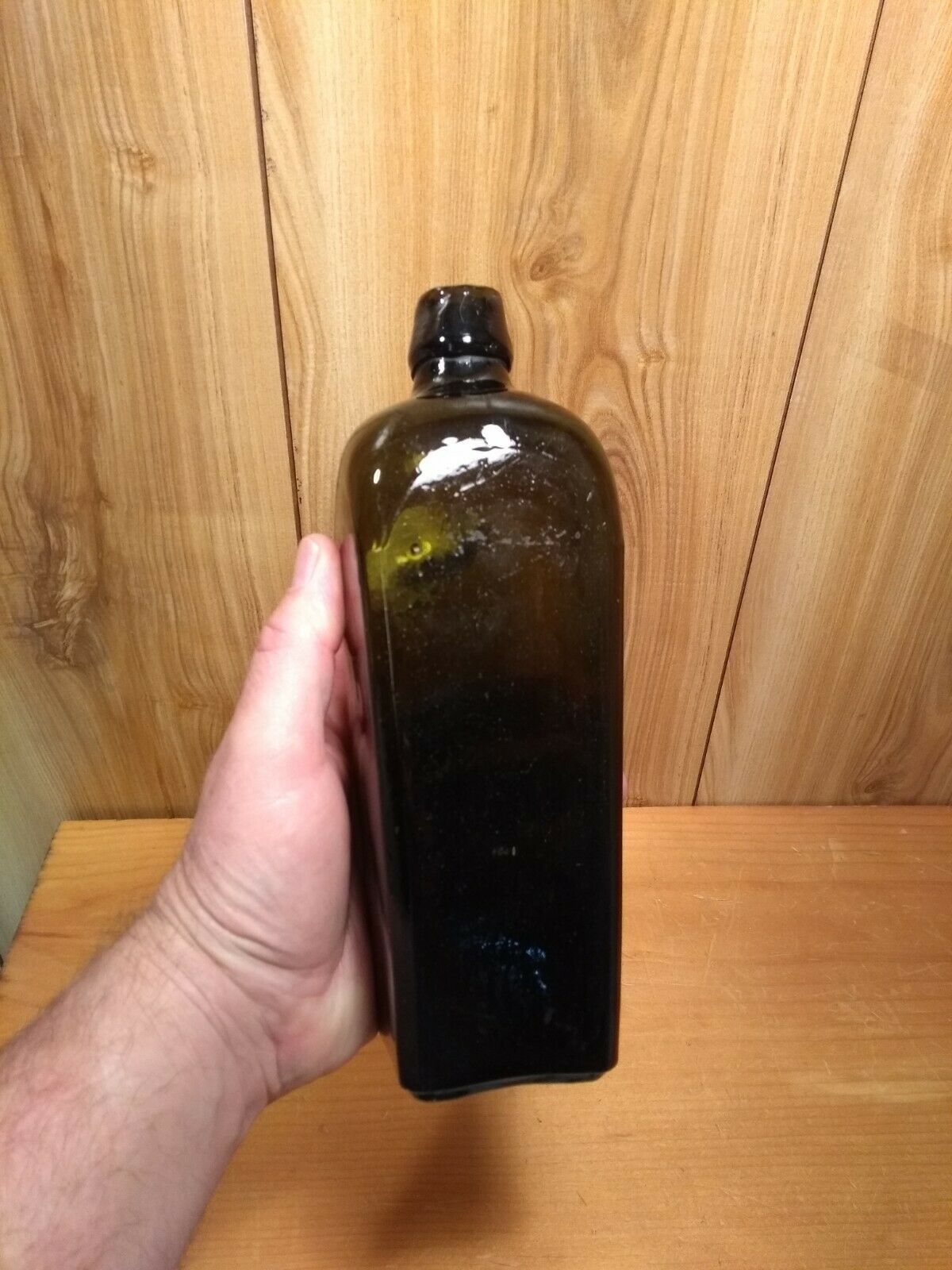 Antique 1800's Case Gin Dark Olive Green Blob Top Blown In Mold 9 1/4"