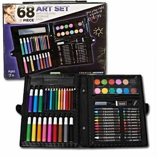 68 Pieces Water Color Marker Crayon Pencil Drawing Art Set Foldable Storage Case