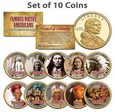 FAMOUS NATIVE AMERICANS Sacagawea U.S. $1 Dollar 10-Coin COMPLETE SET Indians