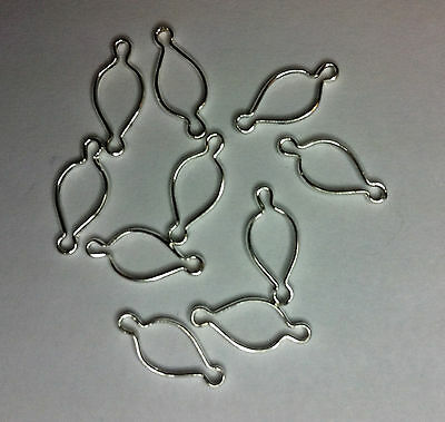 10-Pack of Sterling Silver Double Loop Pear Wrap Tite Setting (5x3-10x7mm)