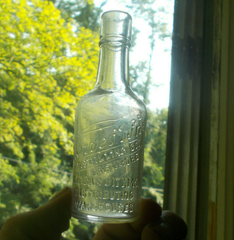 Harvest King Baltimore Kansas City 1890s Pre Pro Mini Sample Whiskey Bottle Nice