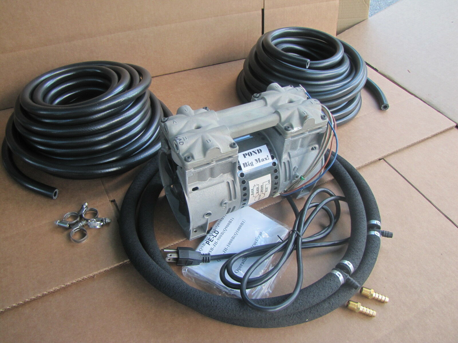 Big Max Large Pond Aeration Aerator System 100ft Weighted Hose + 2 Lg Diffusers!