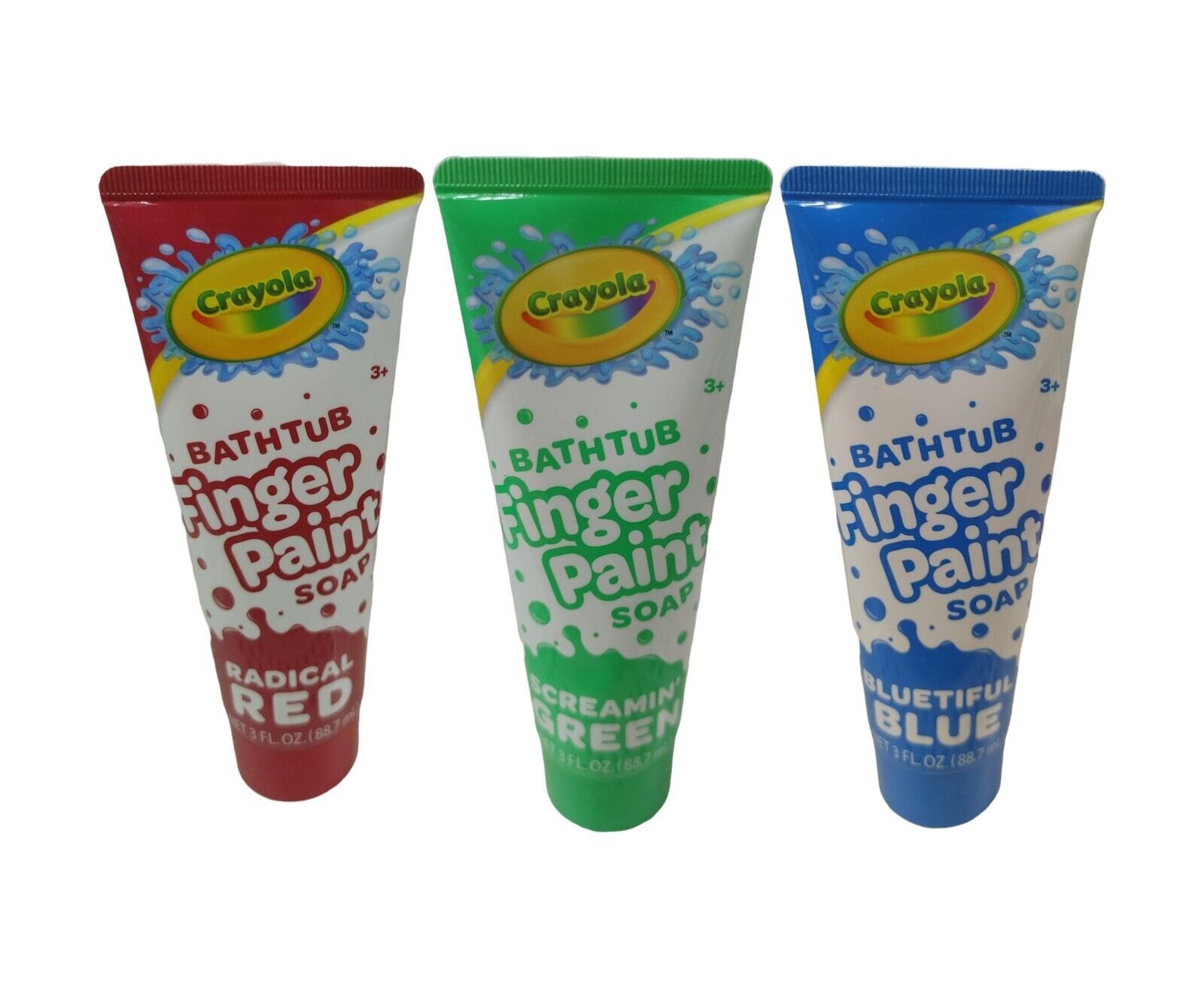 3x Crayola Bathtub Fingerpaint Soap Pack 3oz Colors Red - Green - Blue