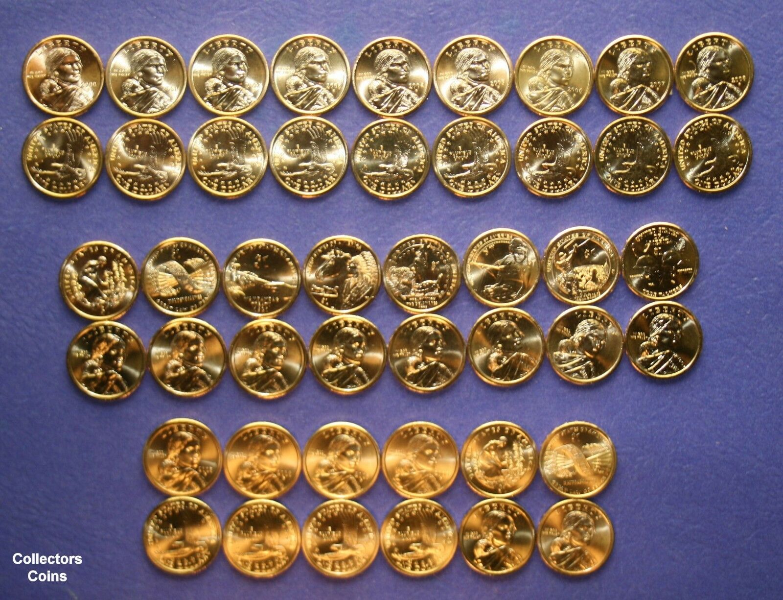 2000 - 2021 Sacagawea Native American 56 Coin Pd Bu & Satin Us Mint Roll Set