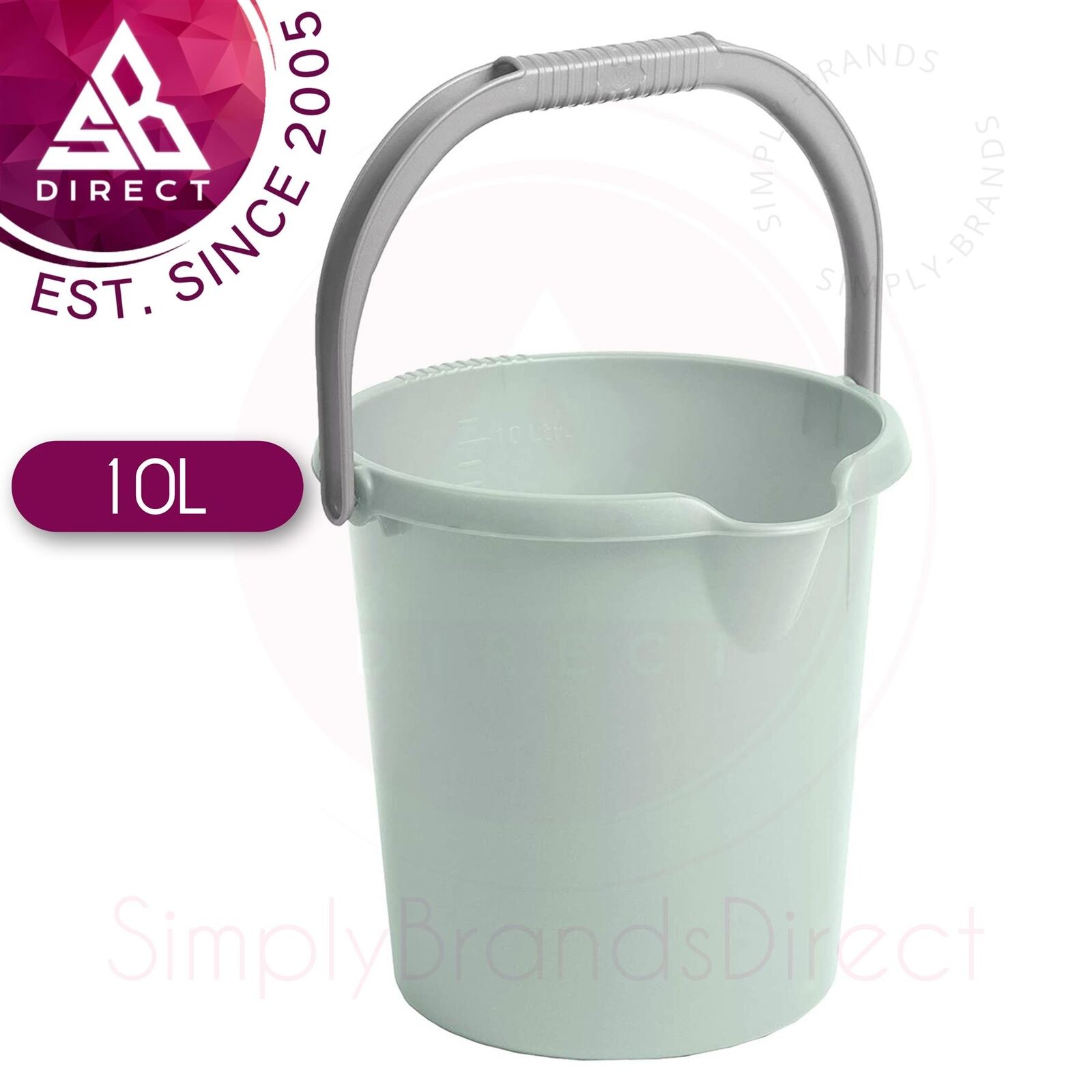Wham Casa High Grade Durable Plastic Bucket Sage With Litre Scale│10l│silver