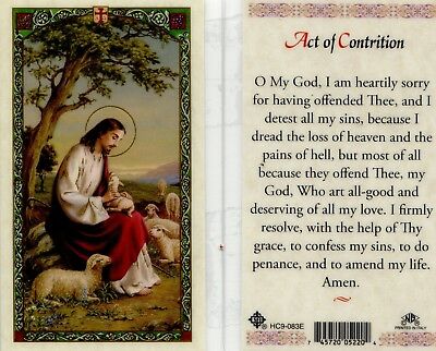 Act Of Contrition Prayer O My God I Am Heartily Sorry For All My Sins Holy Cards