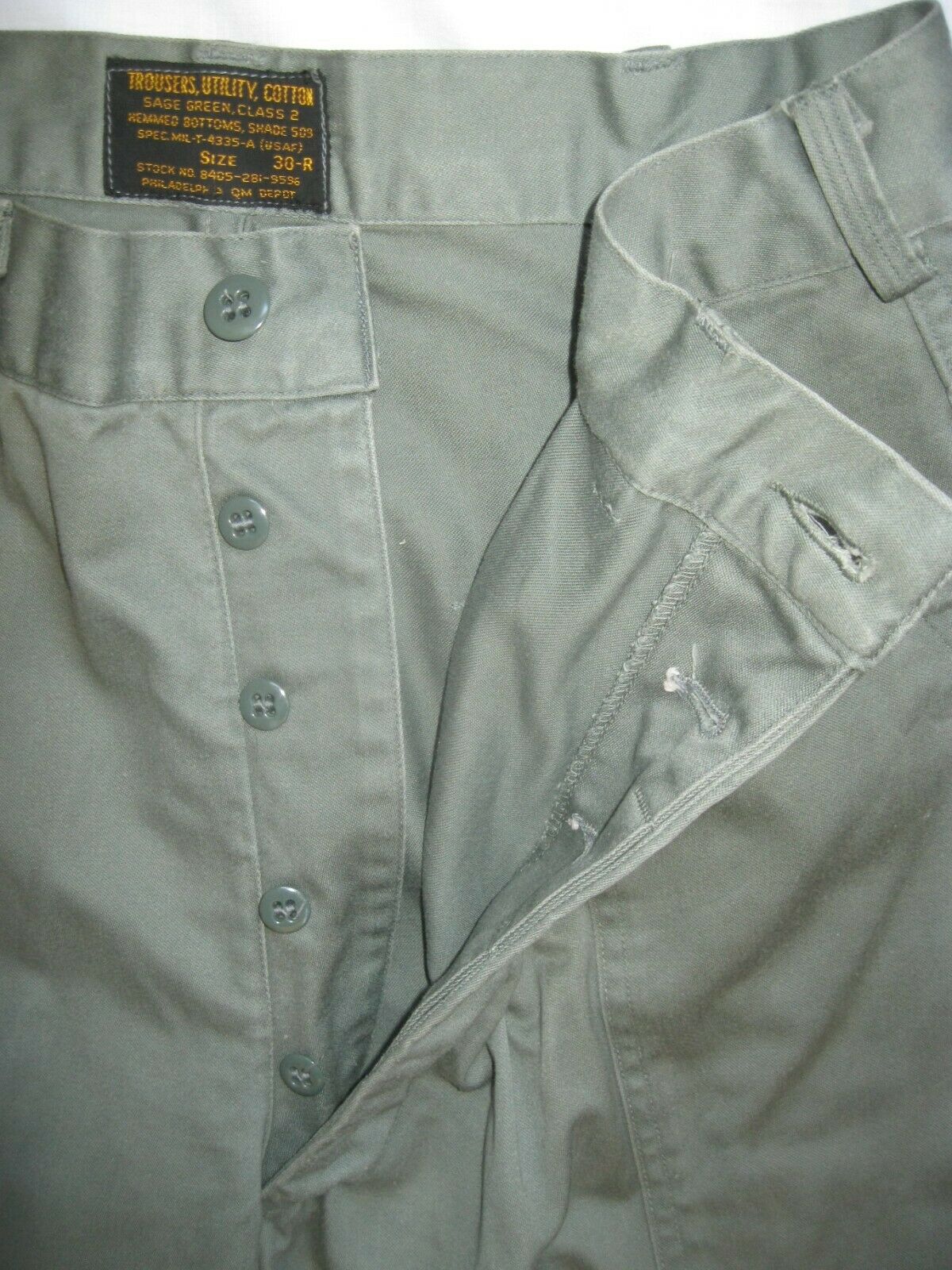 USAF Trousers, Utility, Cotton, Sage Green Class 2 Shade 509 WAIST