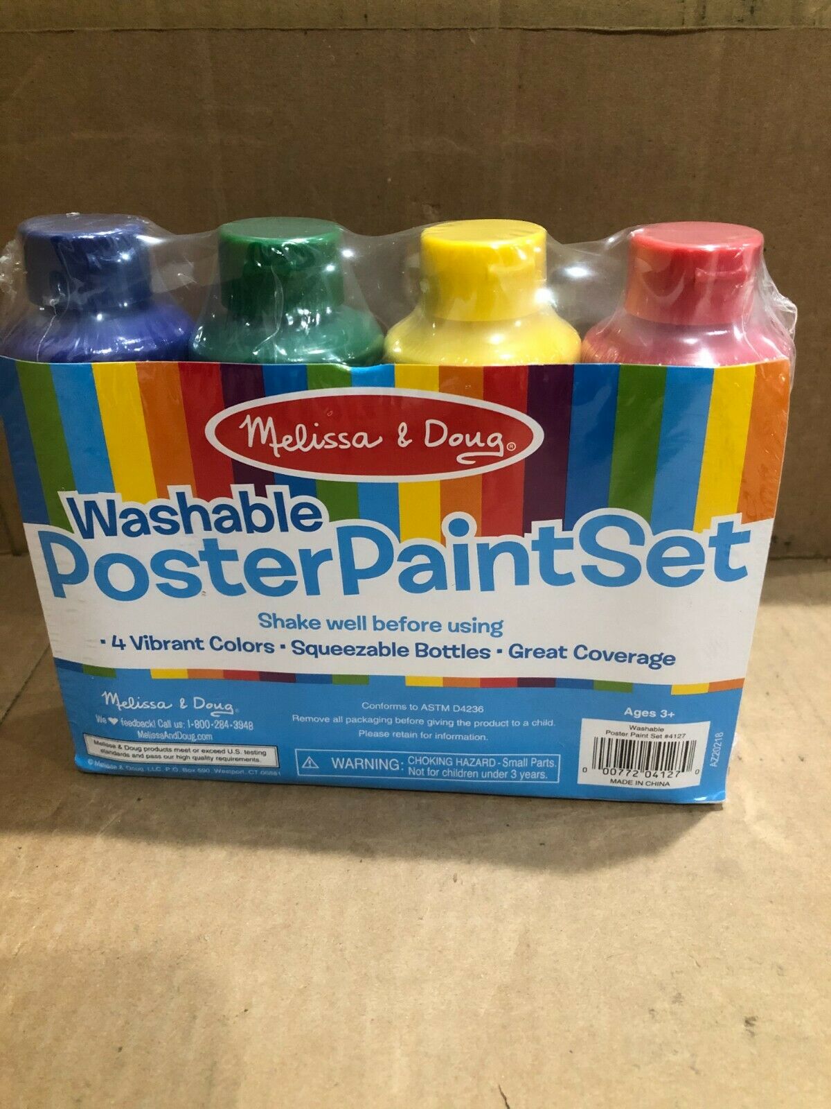 4 PK) MELISA & DOUG WASHABLE POSTER PAINT RED,YELLOW,GREEN,BLUE 8